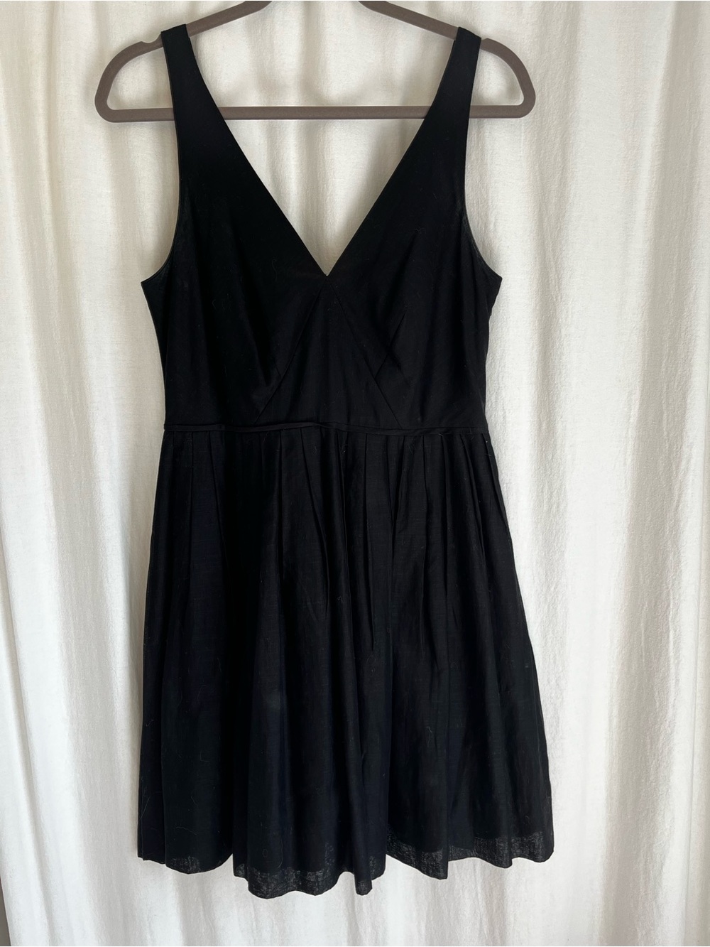 J. Crew Black Cotton Voile V-Neck Mini Dress